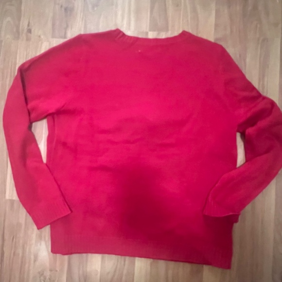 Ugly Christmas Sweater Karen Scott XXL Plus Red and White Snow flakes Tedy Bear - Picture 2 of 6